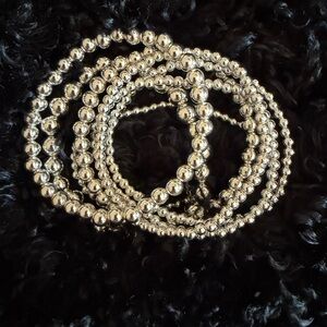 Elegant Silver Beaded set of 7 Bracelets
